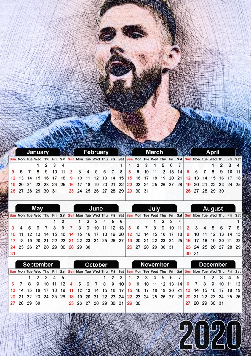  Giroud The French Striker para A3 Photo Calendar 30x43cm