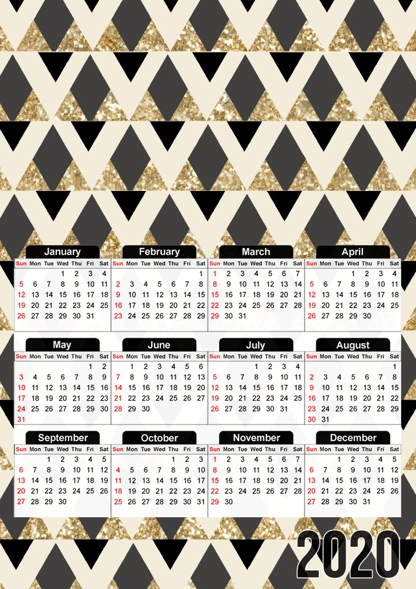  Glitter Triangles in Gold Black And Nude para A3 Photo Calendar 30x43cm
