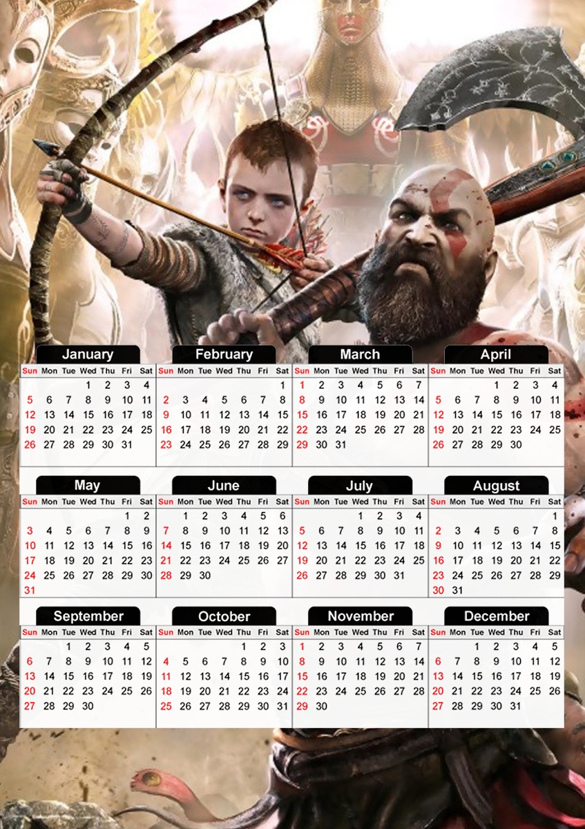  God Of war para A3 Photo Calendar 30x43cm