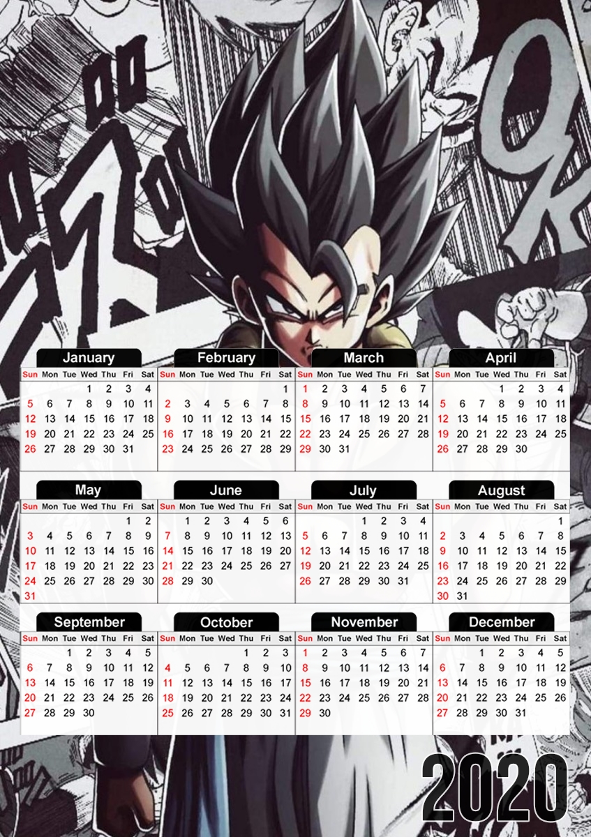  Gogeta Fusion Goku X Vegeta para A3 Photo Calendar 30x43cm