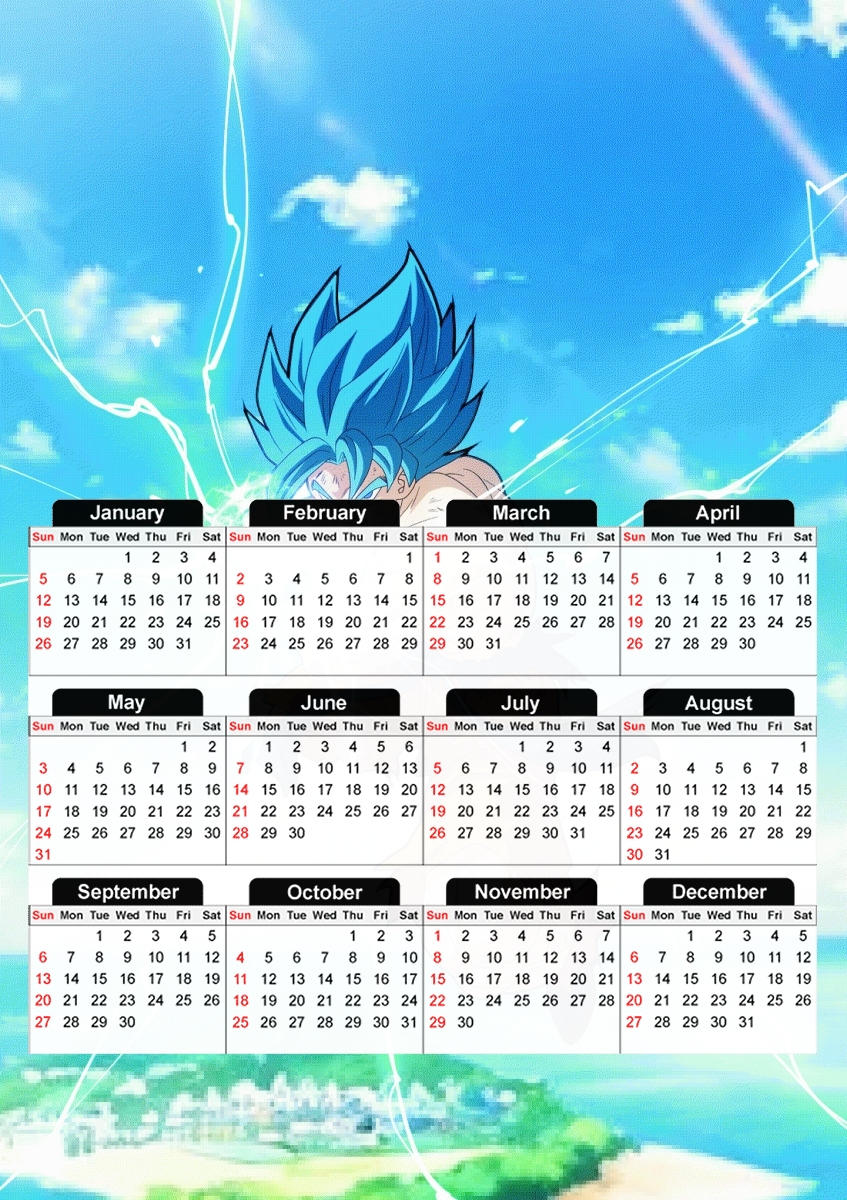  Goku Powerful para A3 Photo Calendar 30x43cm