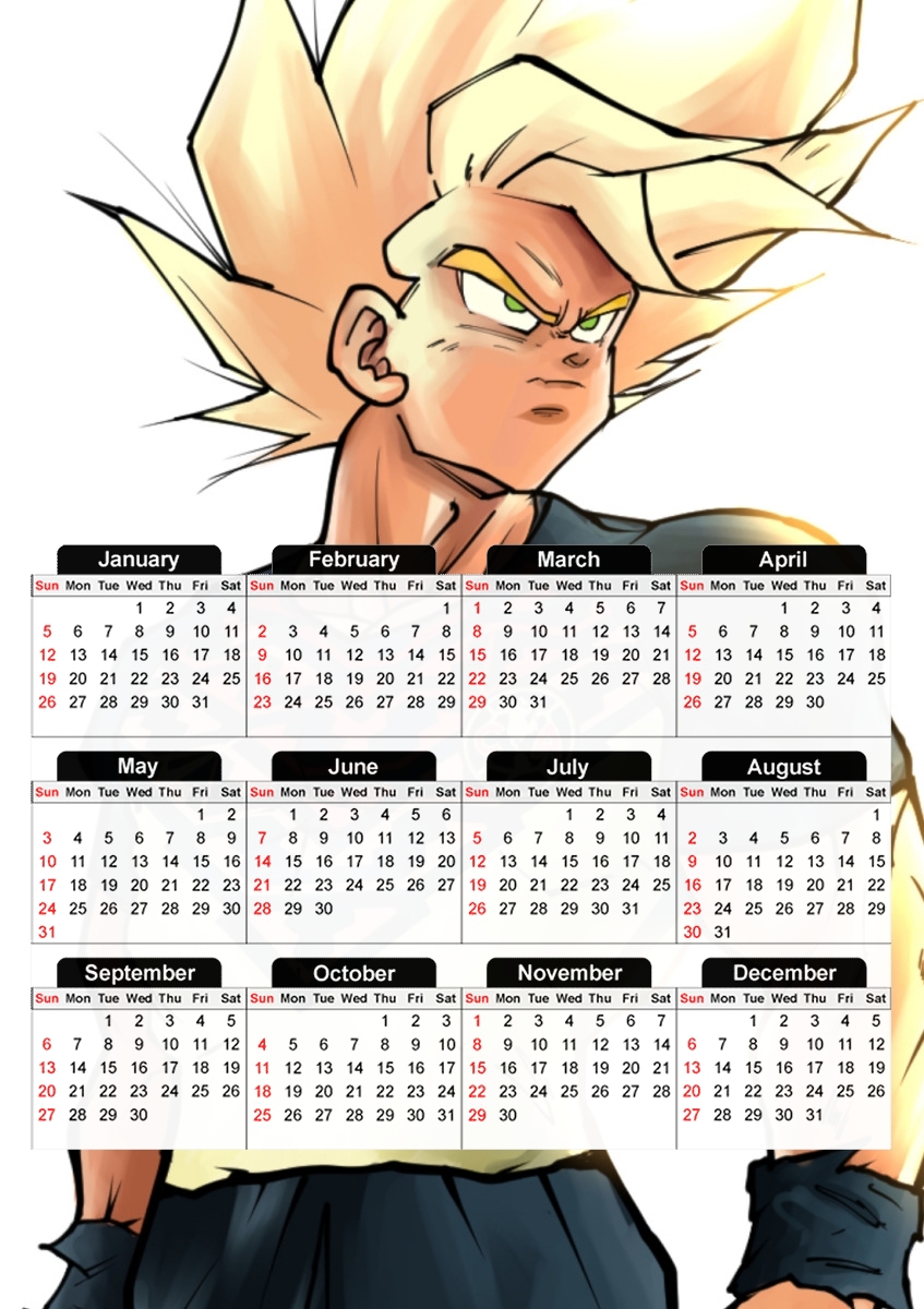  Goku saiyan America para A3 Photo Calendar 30x43cm