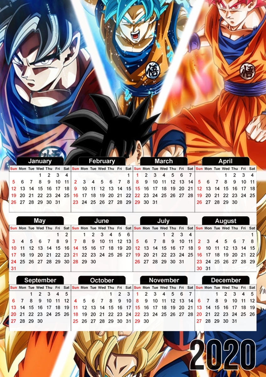  Goku Ultra Instinct para A3 Photo Calendar 30x43cm