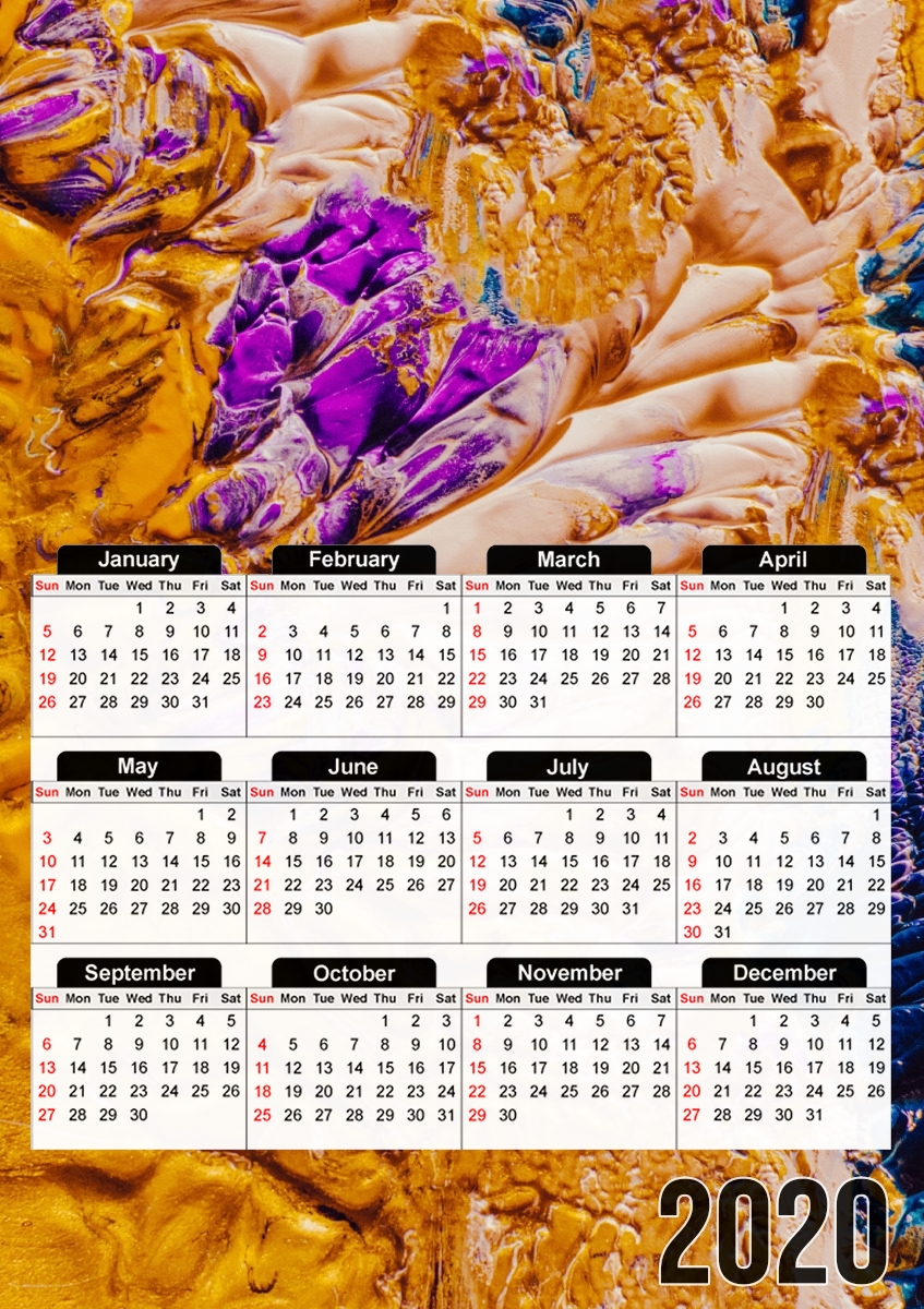  Gold and Purple Paint para A3 Photo Calendar 30x43cm