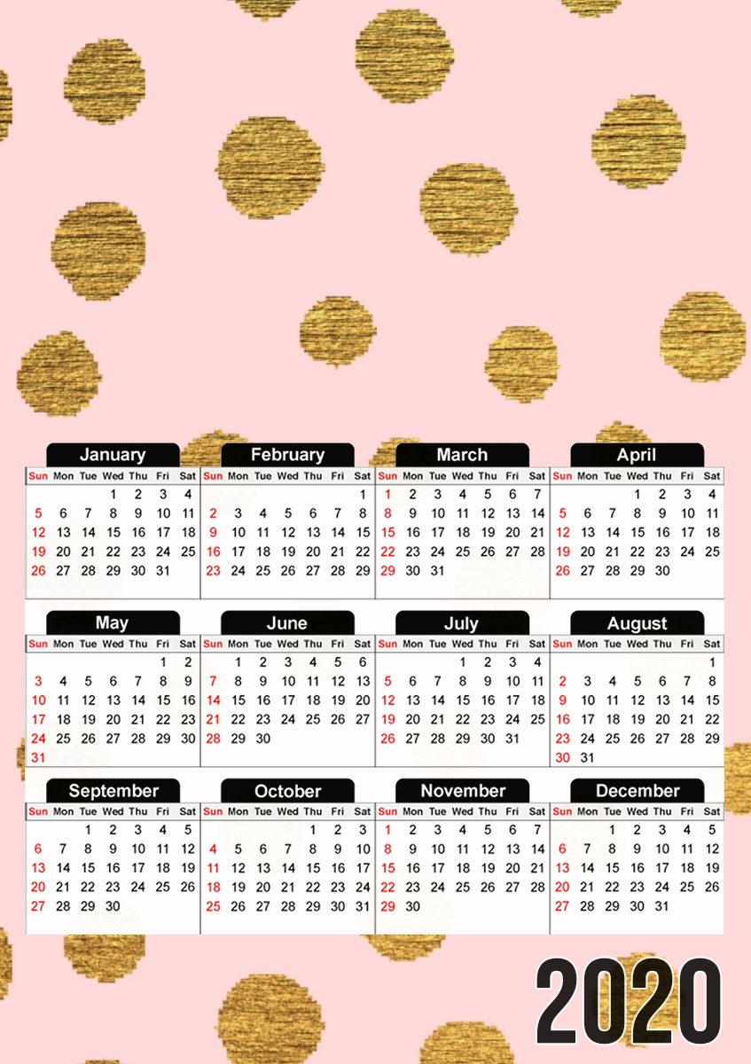  Golden Dots And Pink para A3 Photo Calendar 30x43cm