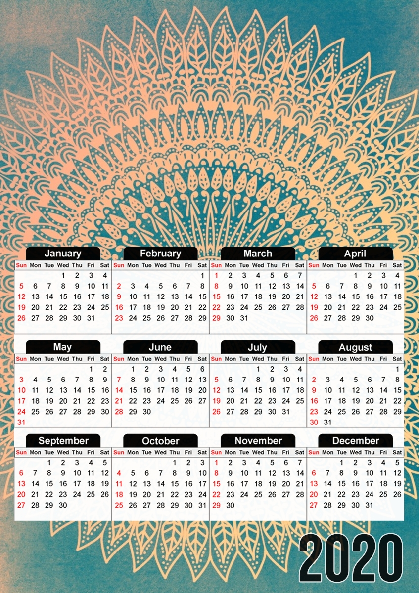  GOLDEN SUN MANDALA para A3 Photo Calendar 30x43cm