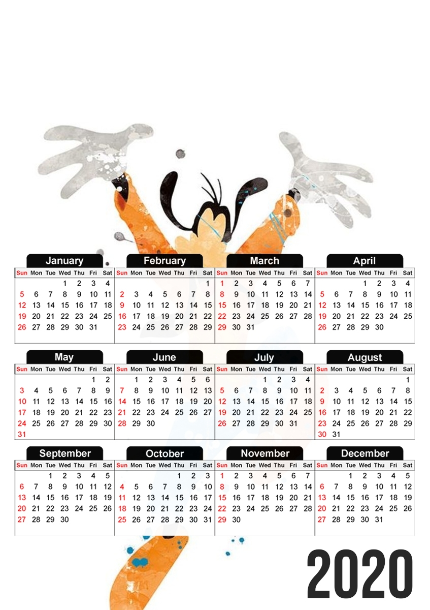  Goofy Art Watercolor para A3 Photo Calendar 30x43cm