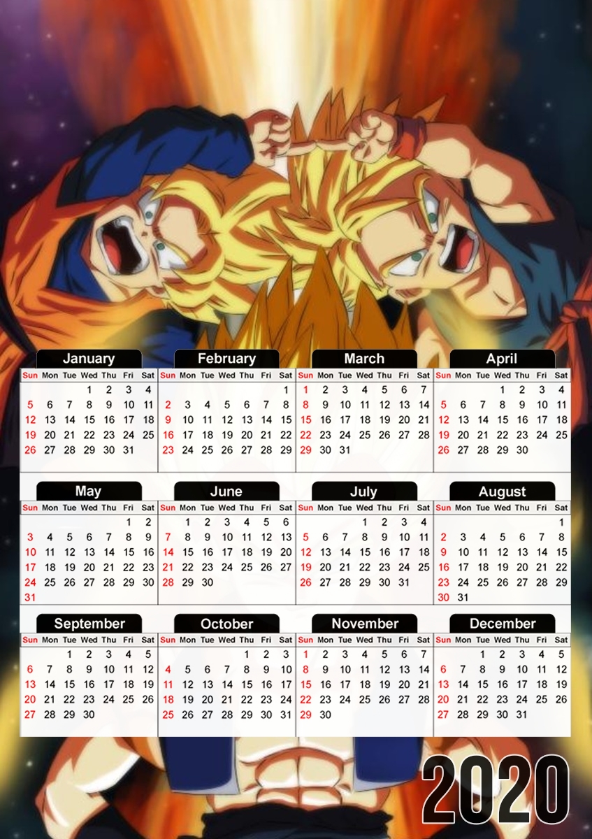  Gotenks Gohan x Trunks fusion para A3 Photo Calendar 30x43cm