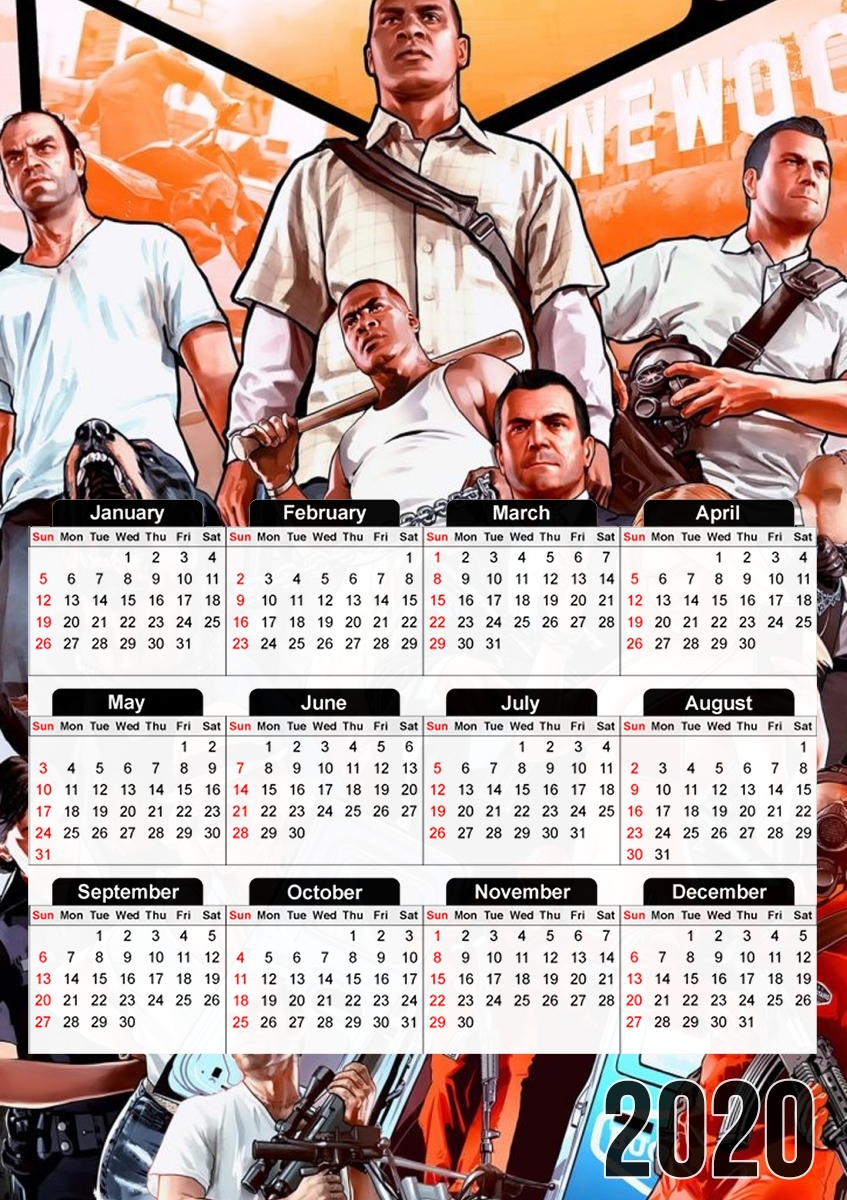  Grand Theft Auto V Fan Art para A3 Photo Calendar 30x43cm