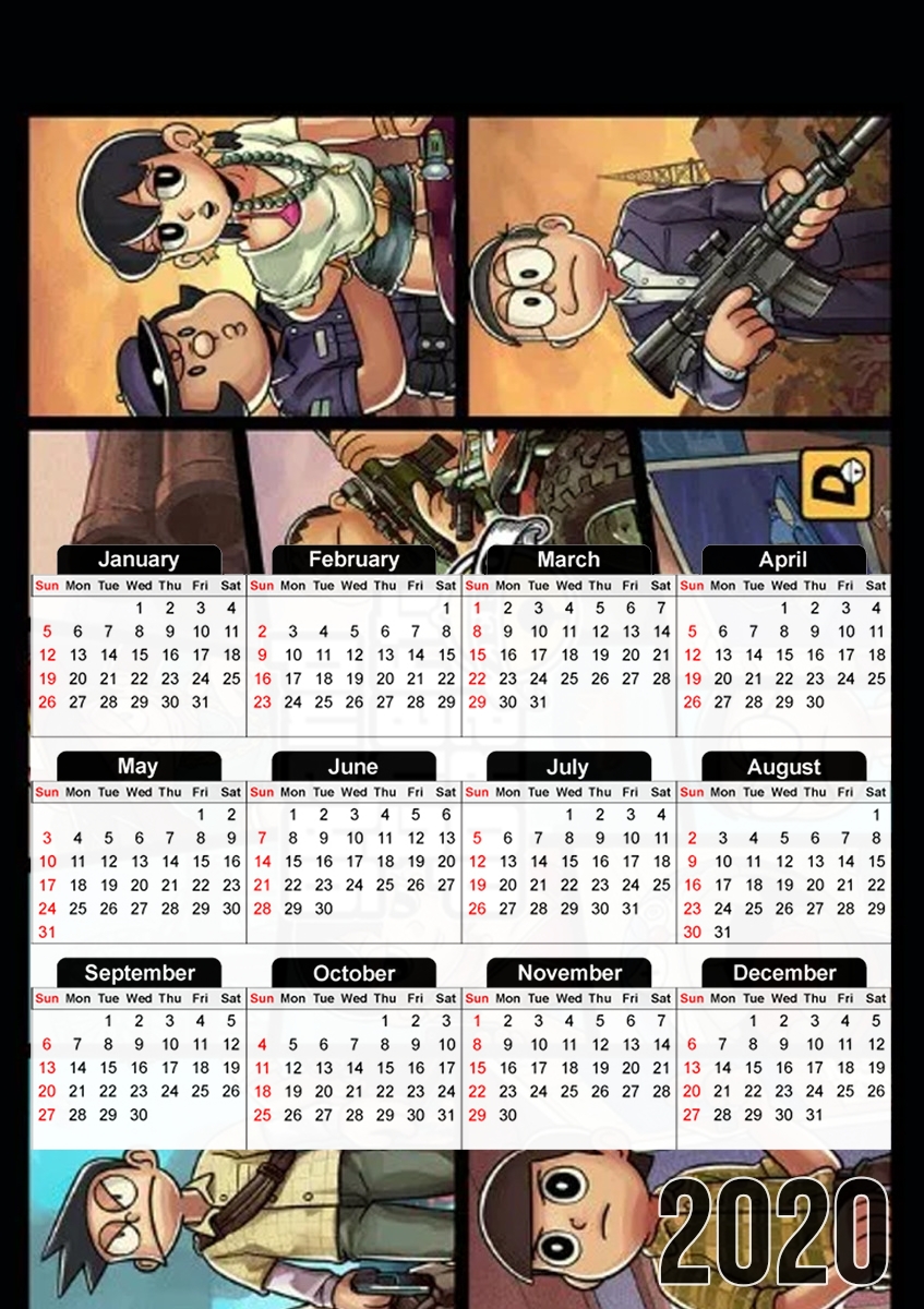  grand theft doraemon para A3 Photo Calendar 30x43cm