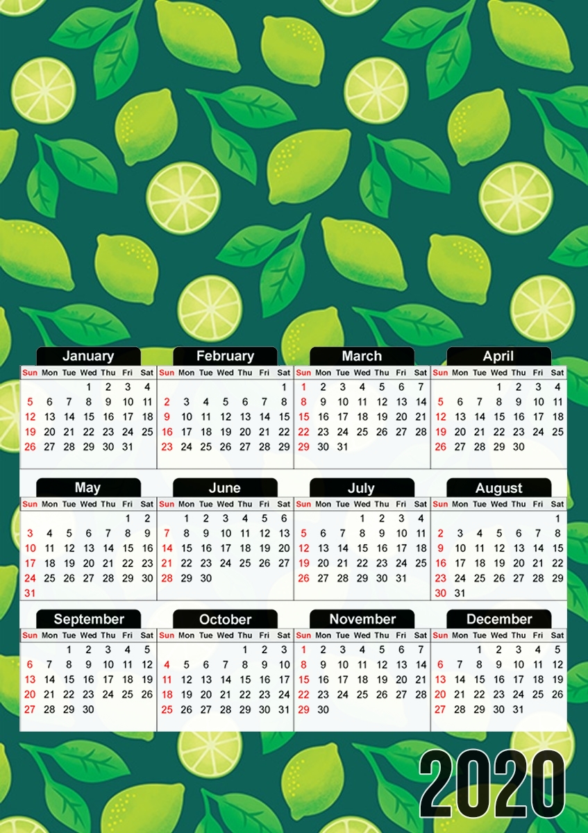  Green Citrus Cocktail para A3 Photo Calendar 30x43cm