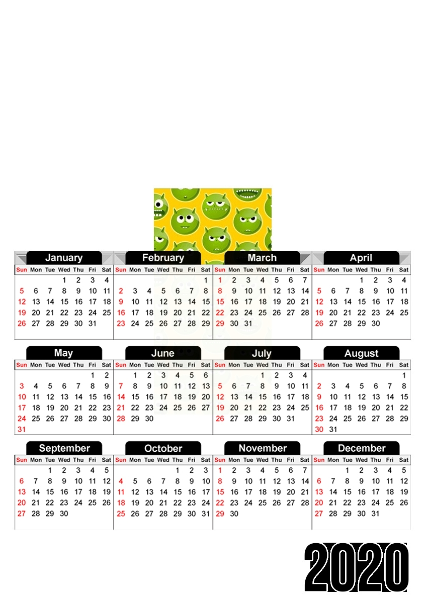  Green Monsters para A3 Photo Calendar 30x43cm