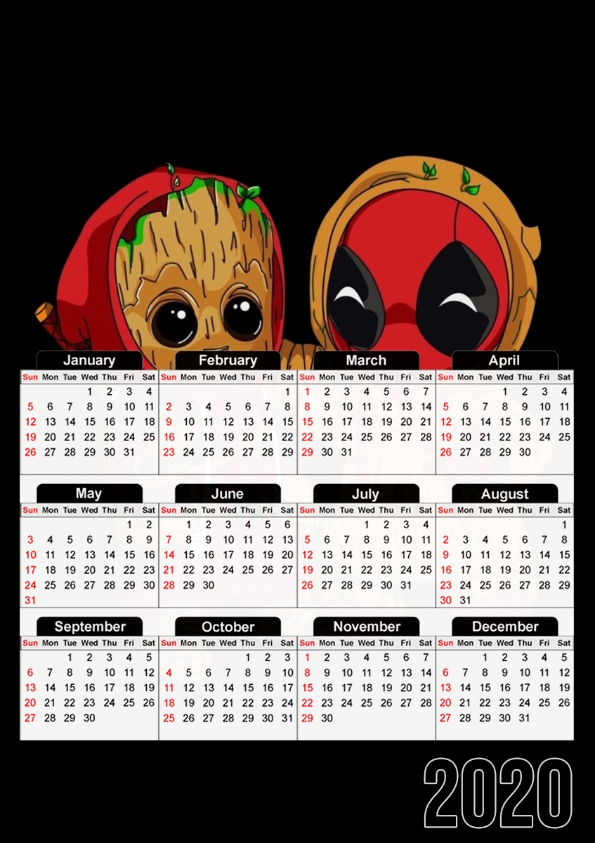  Groot x Deadpool para A3 Photo Calendar 30x43cm