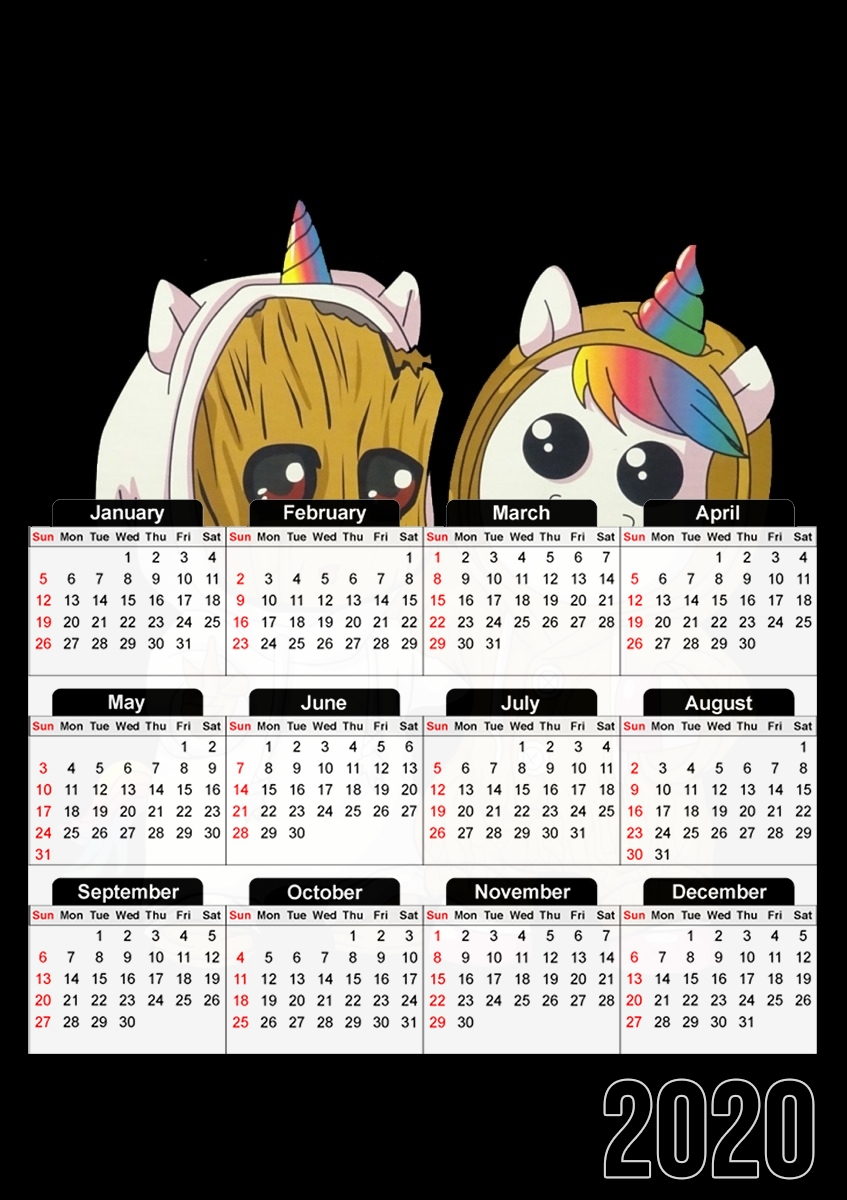  Groot x Unicorn para A3 Photo Calendar 30x43cm