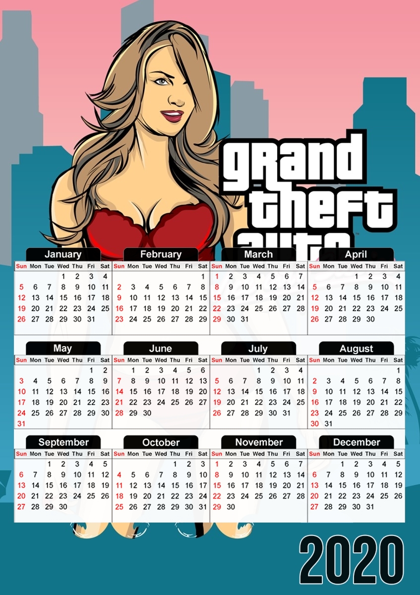  GTA collection: Bikini Girl Miami Beach para A3 Photo Calendar 30x43cm