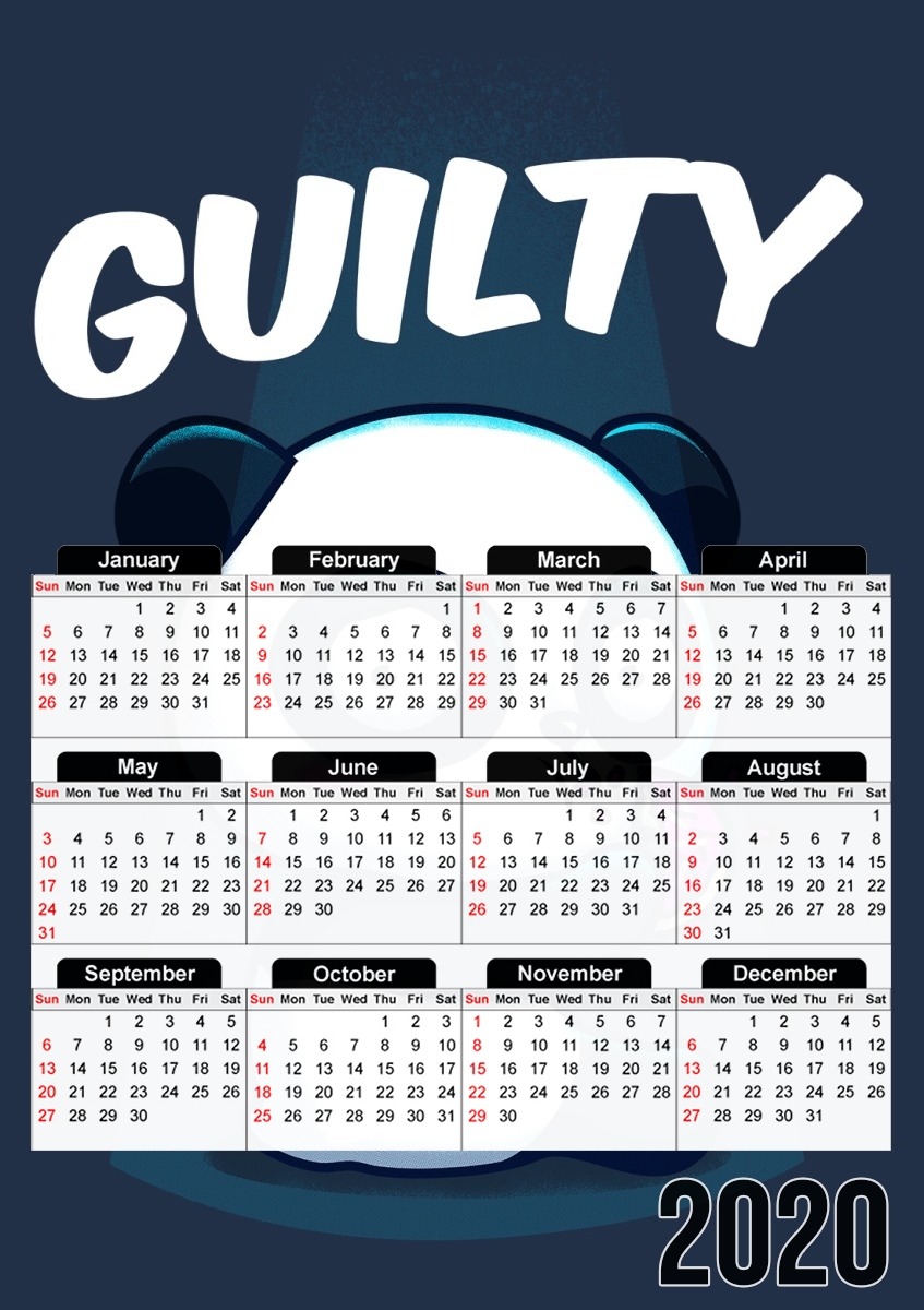  Guilty Panda para A3 Photo Calendar 30x43cm