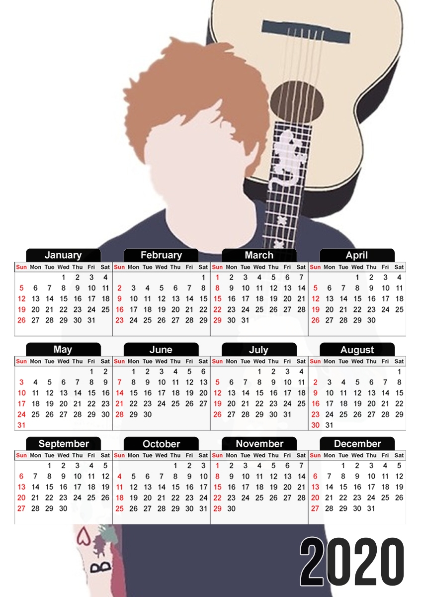  Guitarist Ed para A3 Photo Calendar 30x43cm