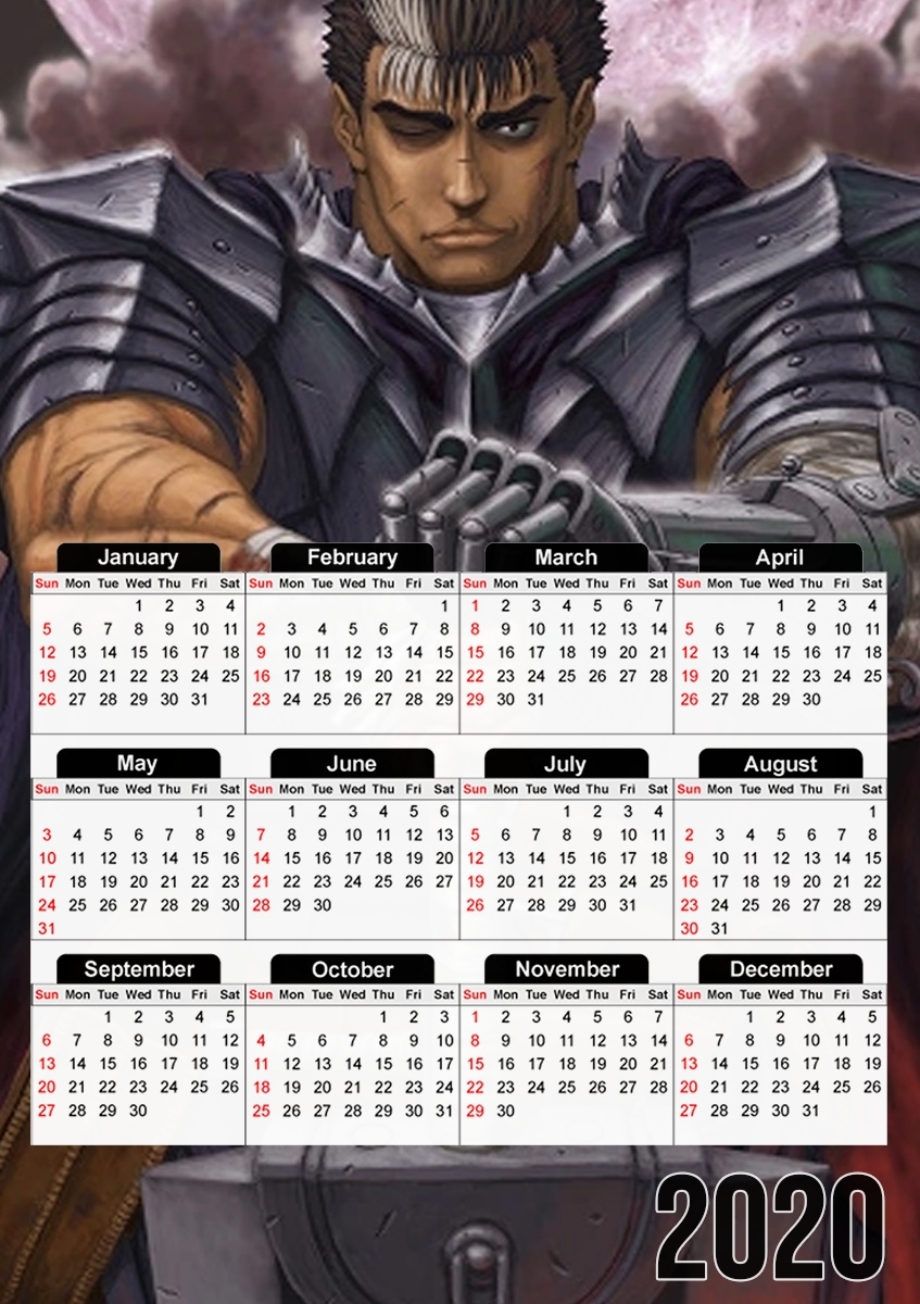  Guts Berserk para A3 Photo Calendar 30x43cm