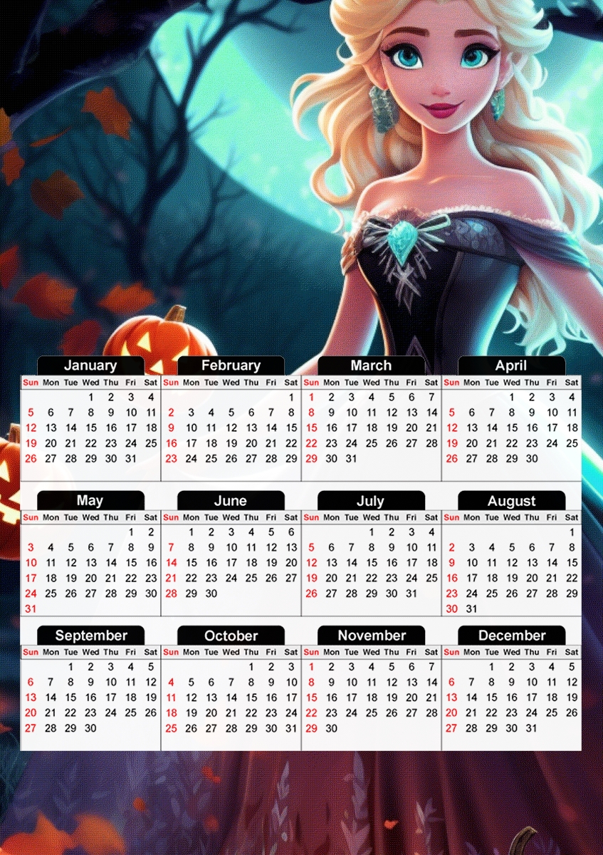  Halloween Princess V1 para A3 Photo Calendar 30x43cm