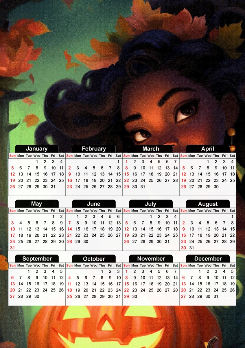  Halloween Princess V3 para A3 Photo Calendar 30x43cm