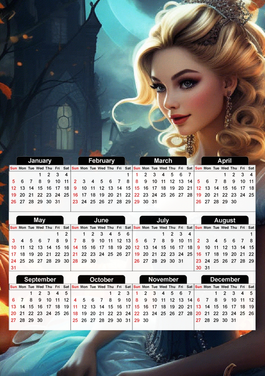  Halloween Princess V6 para A3 Photo Calendar 30x43cm