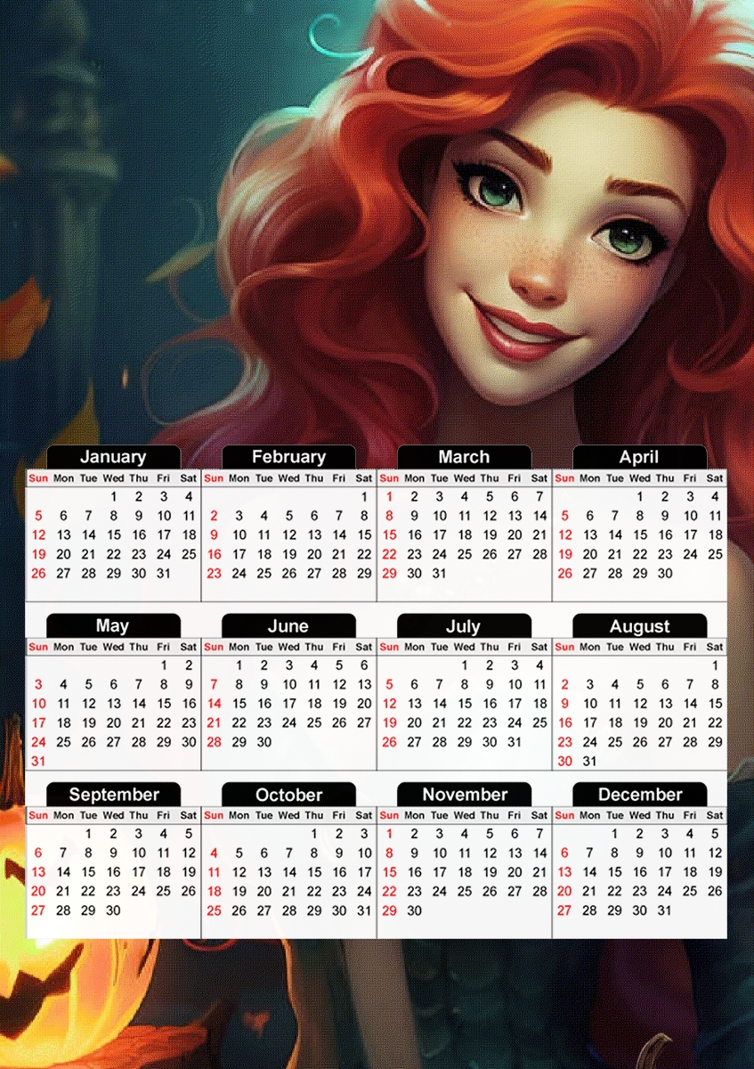  Halloween Princess V7 para A3 Photo Calendar 30x43cm