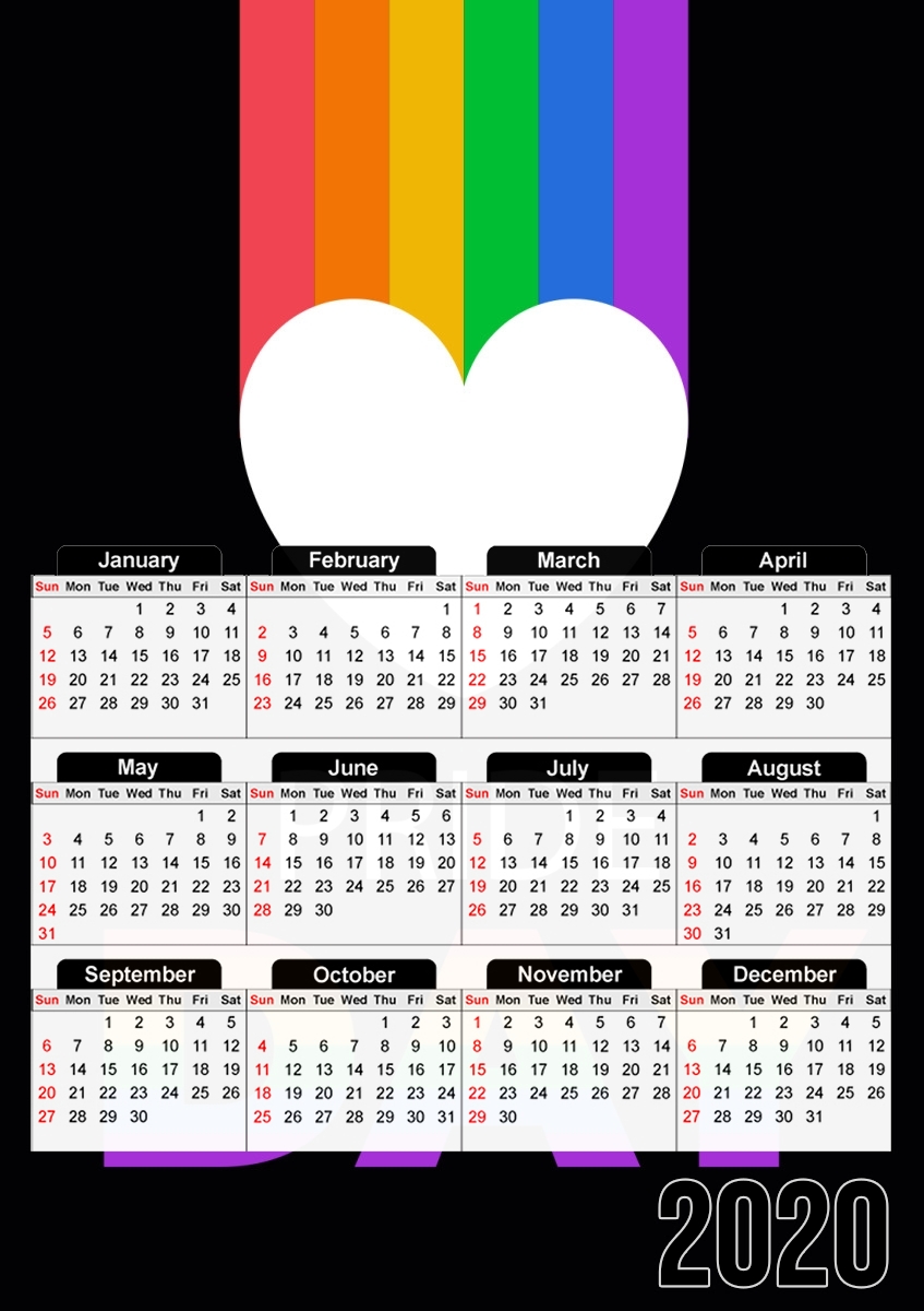  Happy pride day para A3 Photo Calendar 30x43cm