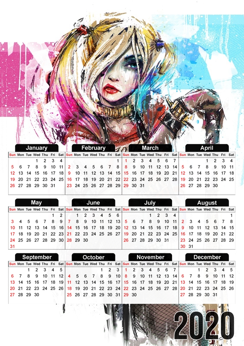  Harley Quinn para A3 Photo Calendar 30x43cm