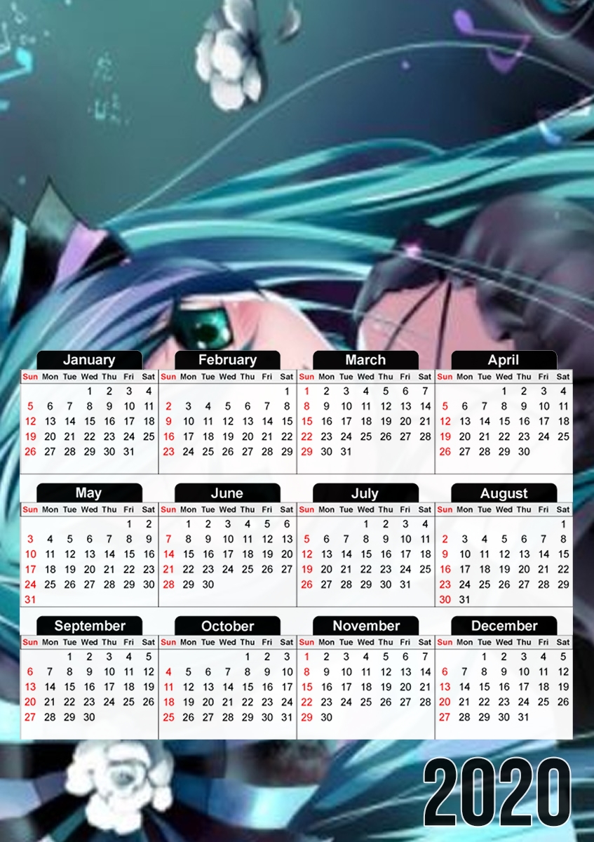  Hatsune Miku Sadness para A3 Photo Calendar 30x43cm