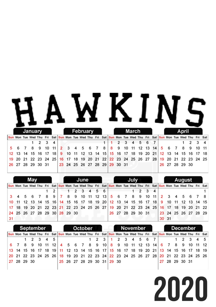  Hawkins Middle School AV Club K7 para A3 Photo Calendar 30x43cm