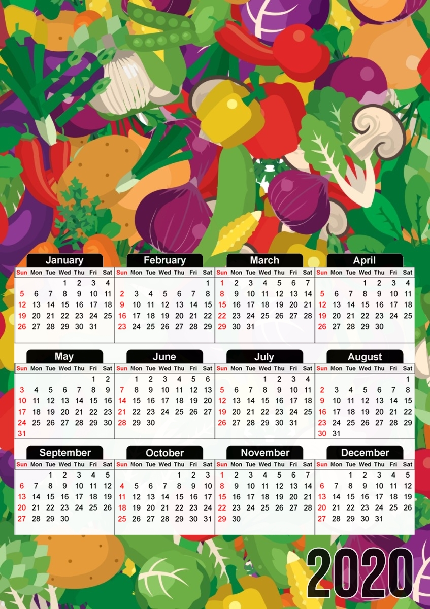  Healthy Food: Fruits and Vegetables V3 para A3 Photo Calendar 30x43cm