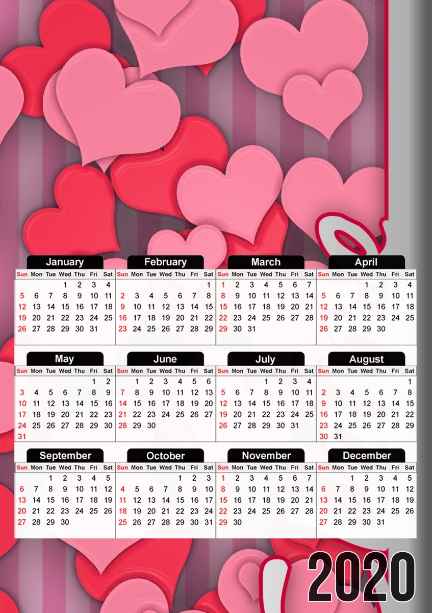  Heart Love - Claire para A3 Photo Calendar 30x43cm