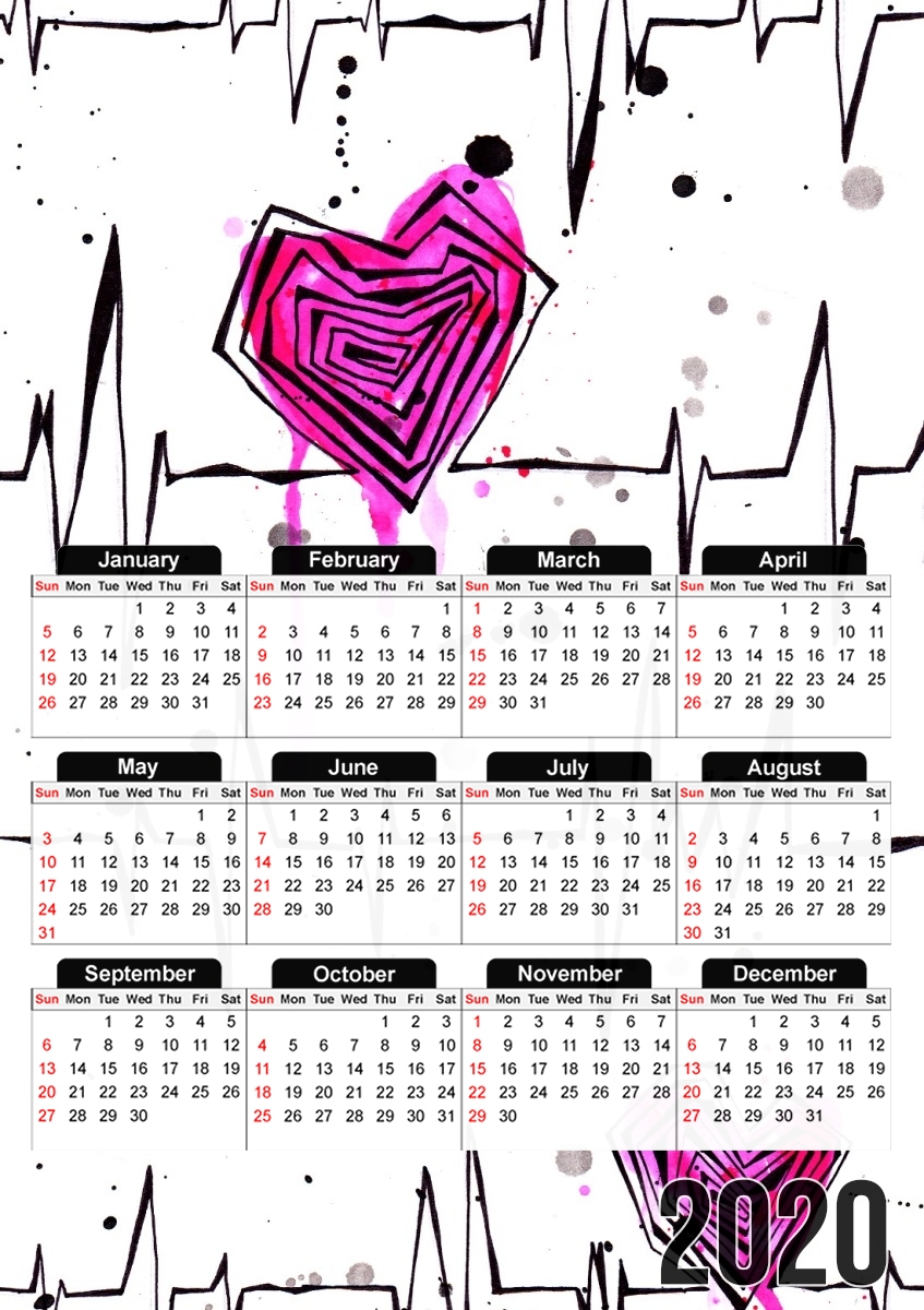  Heartbeats para A3 Photo Calendar 30x43cm