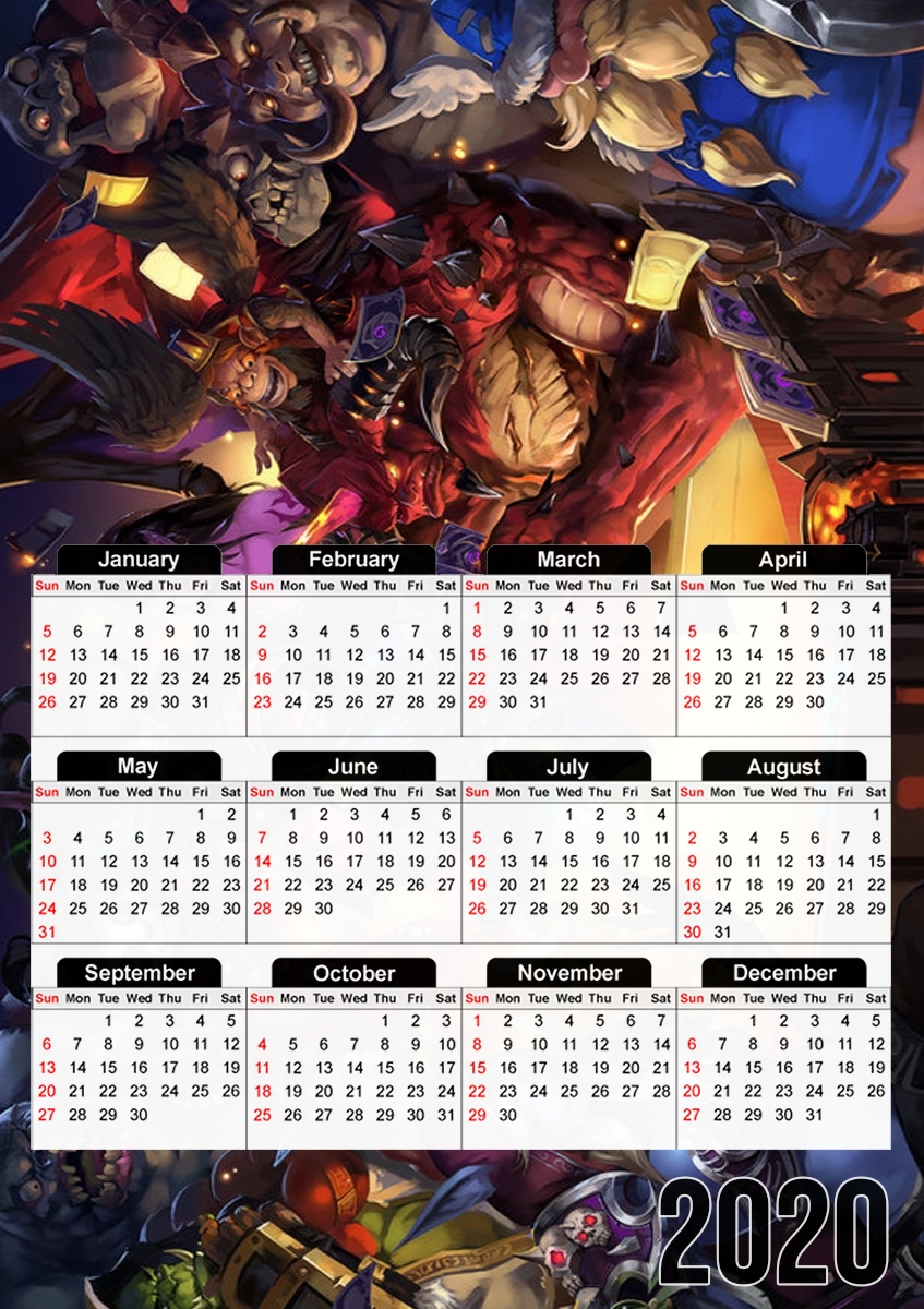  Hearthstone fan art para A3 Photo Calendar 30x43cm