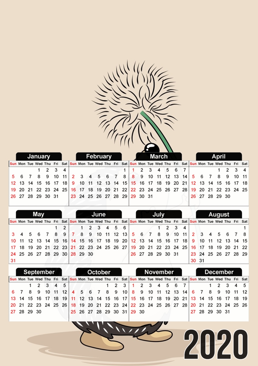  Hedgehog play dandelion para A3 Photo Calendar 30x43cm