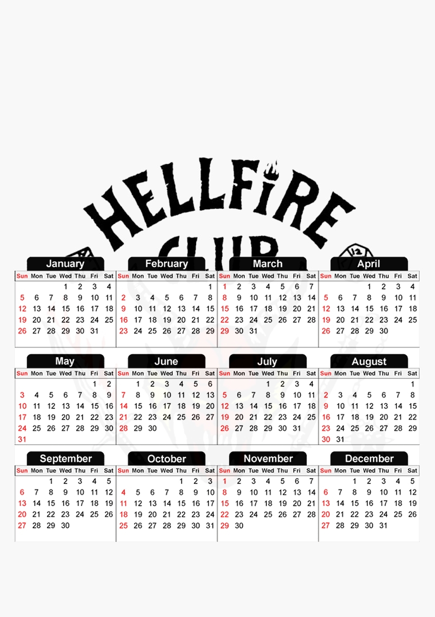  Hellfire Club para A3 Photo Calendar 30x43cm