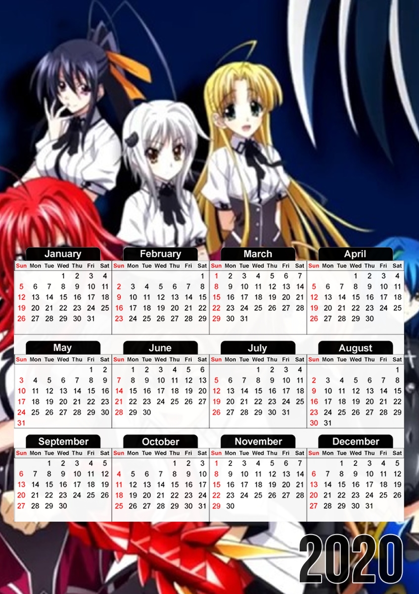  High School DxD para A3 Photo Calendar 30x43cm