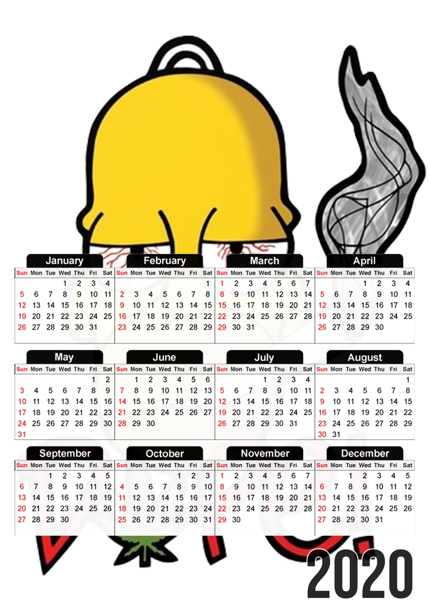  Homer Dope Weed Smoking Cannabis para A3 Photo Calendar 30x43cm