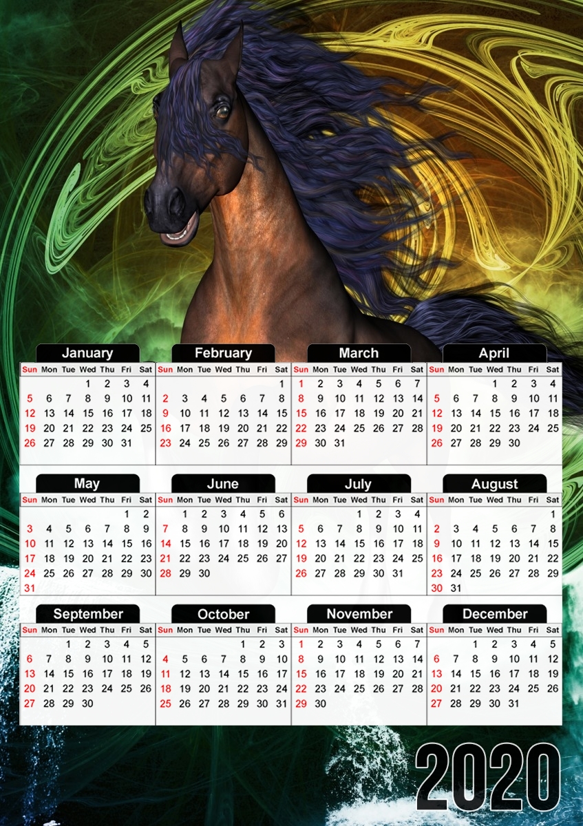  Horse with blue mane para A3 Photo Calendar 30x43cm