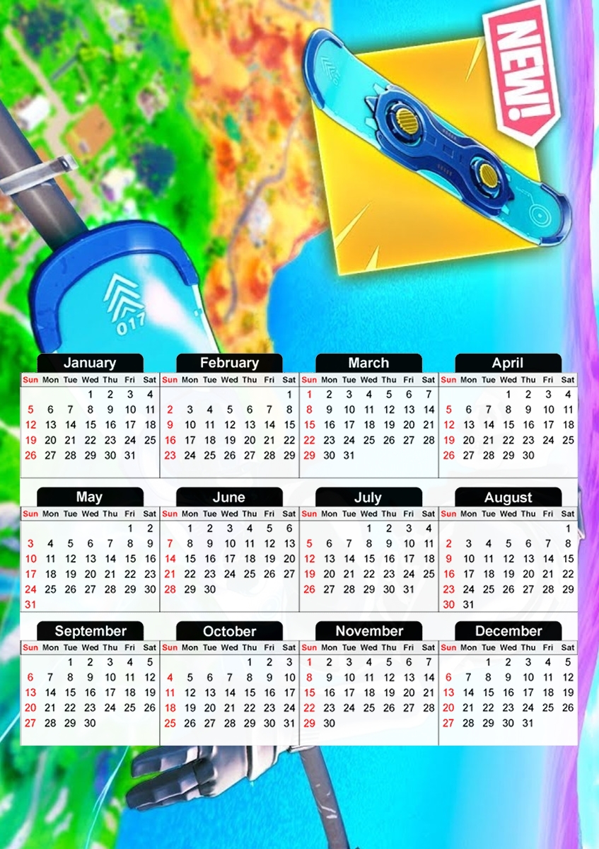  Hoverboard Fortnite - Driftboard para A3 Photo Calendar 30x43cm