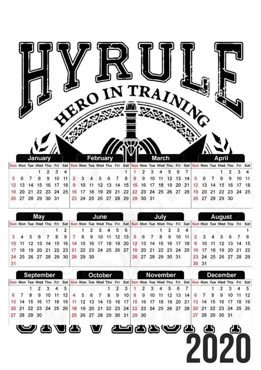  Hyrule University Hero in trainning para A3 Photo Calendar 30x43cm