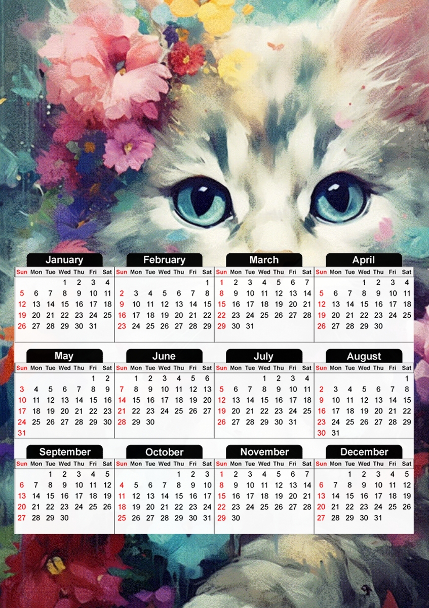  I Love Cats v4 para A3 Photo Calendar 30x43cm