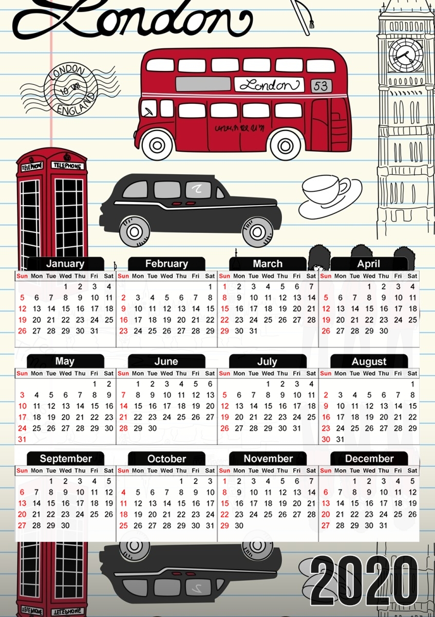  I Love London para A3 Photo Calendar 30x43cm