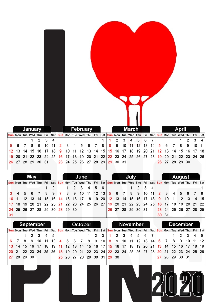  I love Ping Pong para A3 Photo Calendar 30x43cm