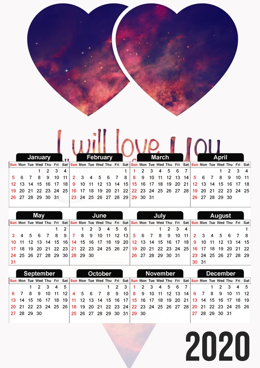  I will love you para A3 Photo Calendar 30x43cm