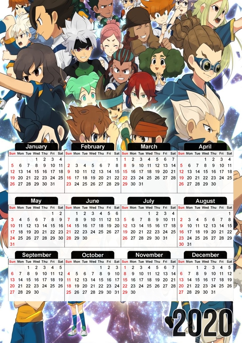  Inazuma Eleven Artwork para A3 Photo Calendar 30x43cm