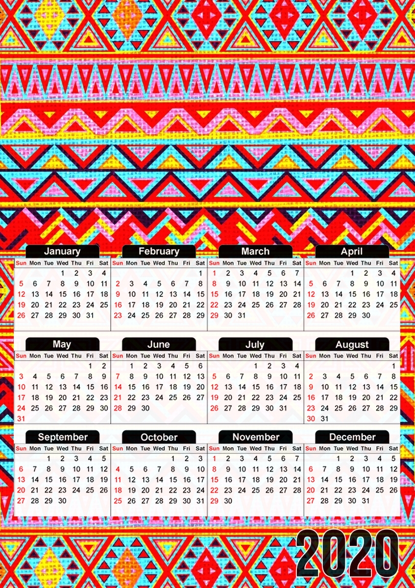  India Style Pattern (Multicolor) para A3 Photo Calendar 30x43cm