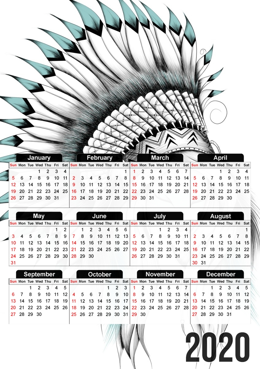  Indian Headdress para A3 Photo Calendar 30x43cm