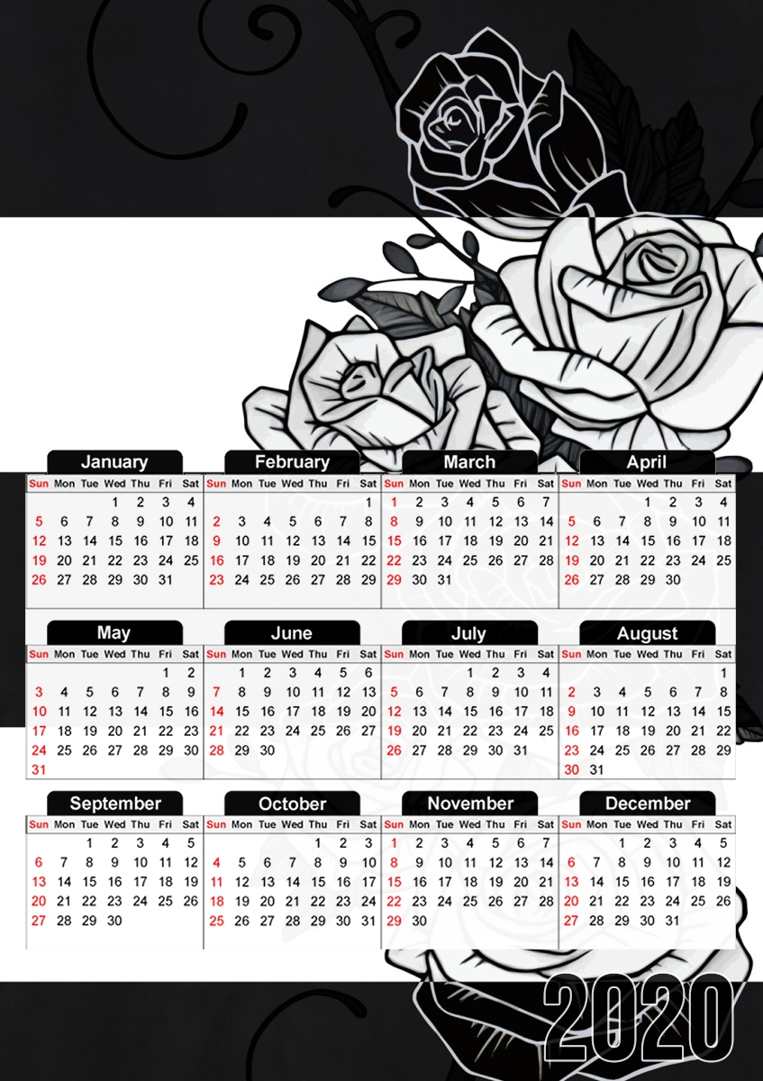  Inverted Roses para A3 Photo Calendar 30x43cm