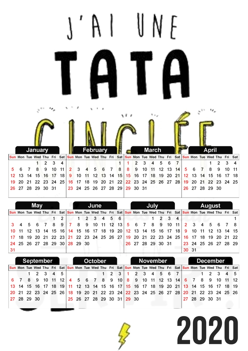  Jai une tata cinglee et jai pas peur de men servir para A3 Photo Calendar 30x43cm